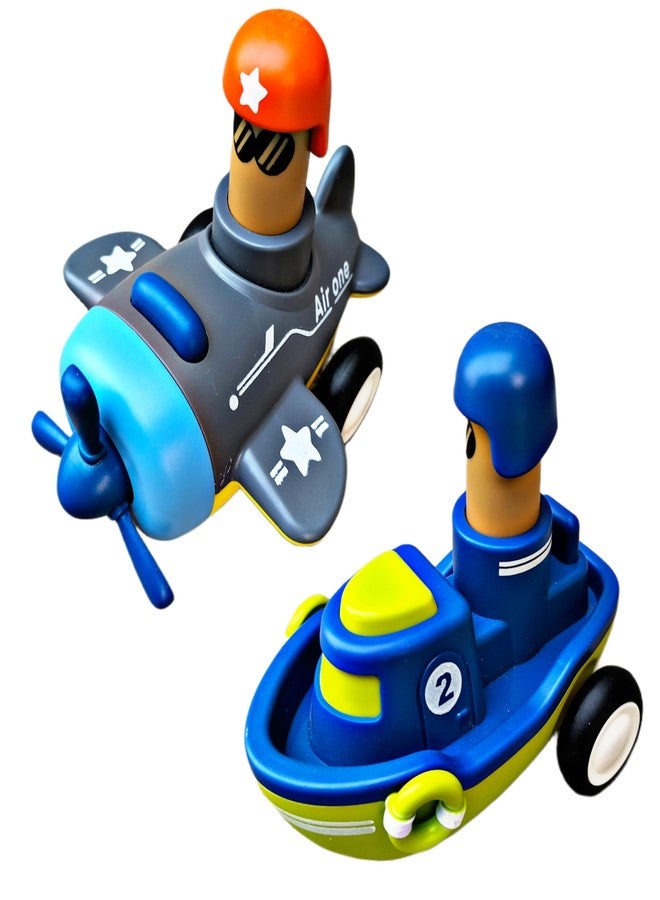 RUHANI Pack of 2 Car Push an Go Water Boat and Airplane Car Toy for Kids Multicolour - Image 1